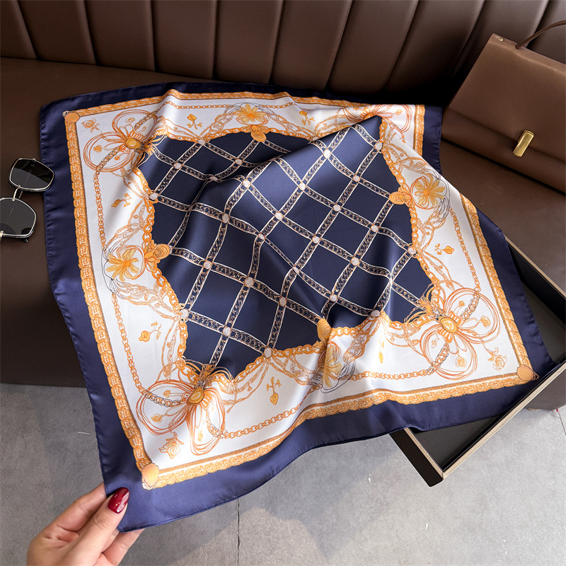 Blue Classic Chain Print Squar - Scarf Silk Square review and price