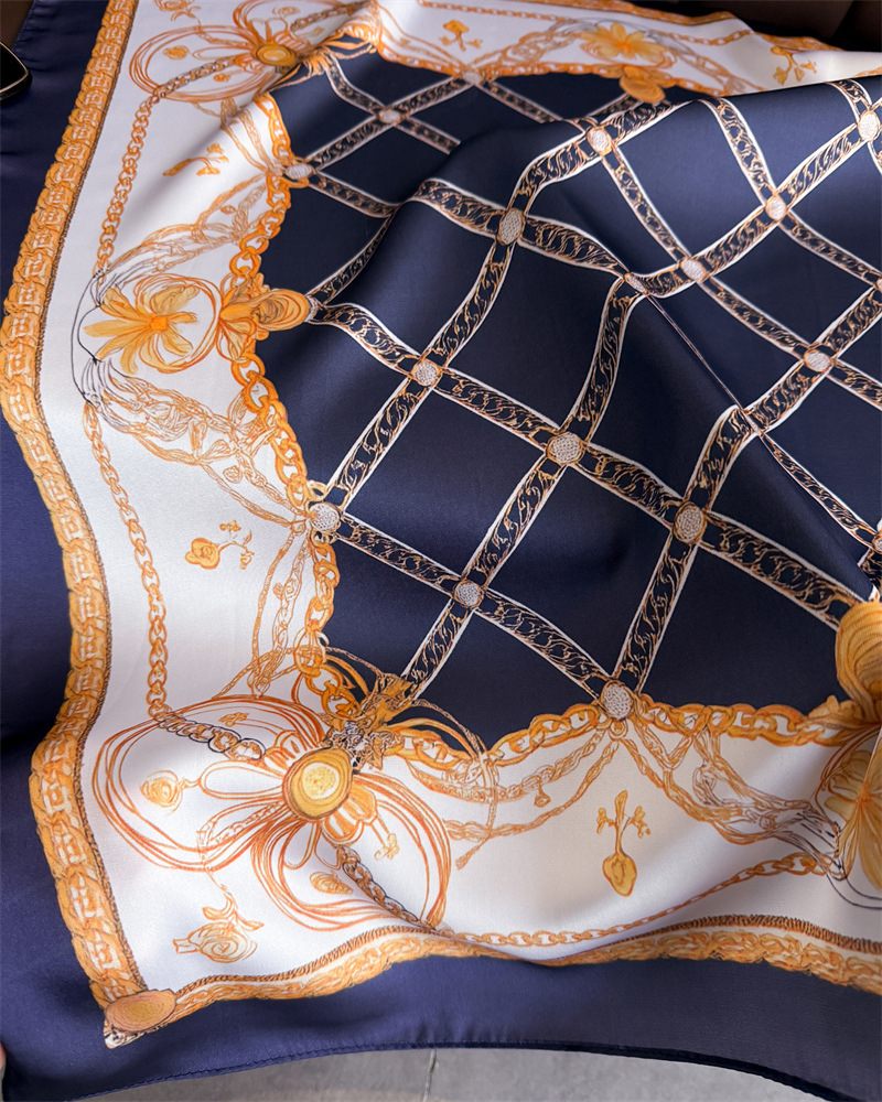 Blue Classic Chain Print Squar - Scarf Silk Square review and price