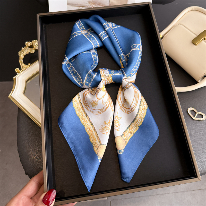 Blue Classic Chain Print Squar - Scarf Silk Square review and price